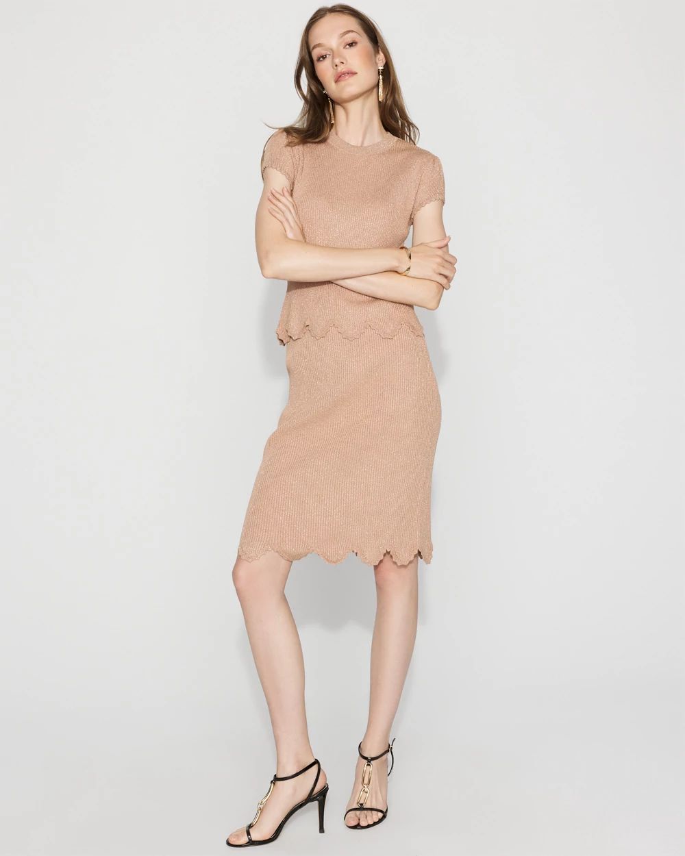 Scalloped Shimmer Sweater Skirt | White House Black Market